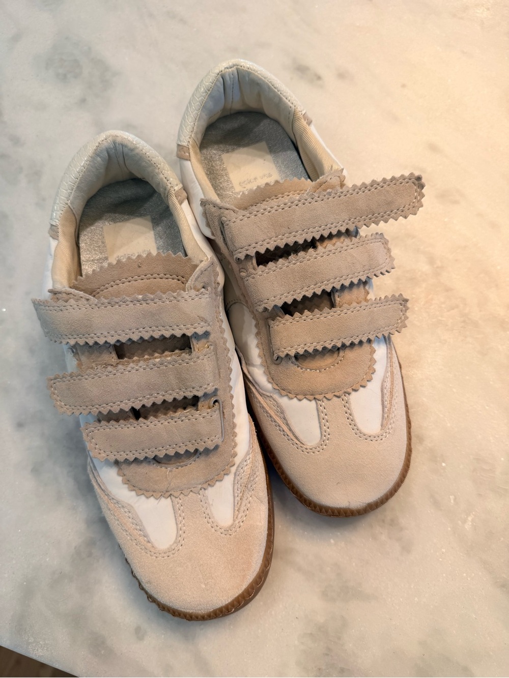Dolce Vita Beige & White Velcro Sneakers